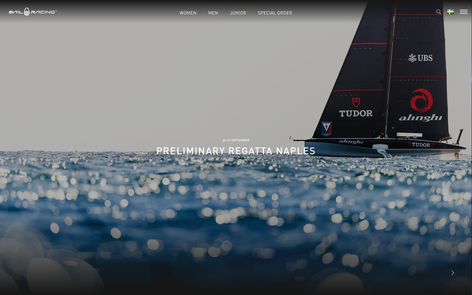 Sailracing online store homepage